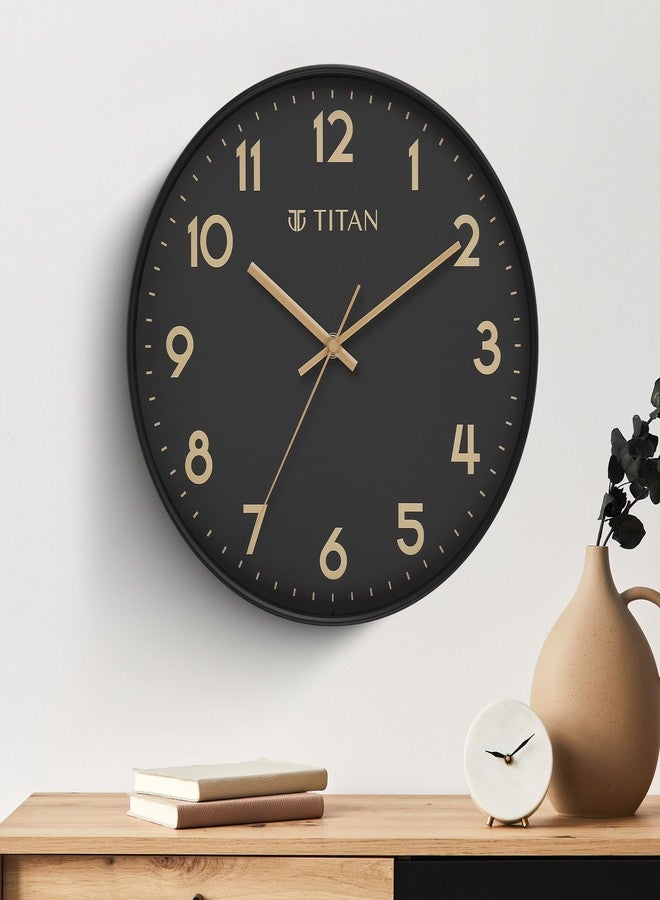 Titan Essence Classic Wall Clock - 30 cm, Black Plastic Case & Dial, Silent Sweep Movement, Non-Ticking, Elegant Home Decor, Perfect for Living Room, Office, Bedroom - W0094PA02 - Image 1